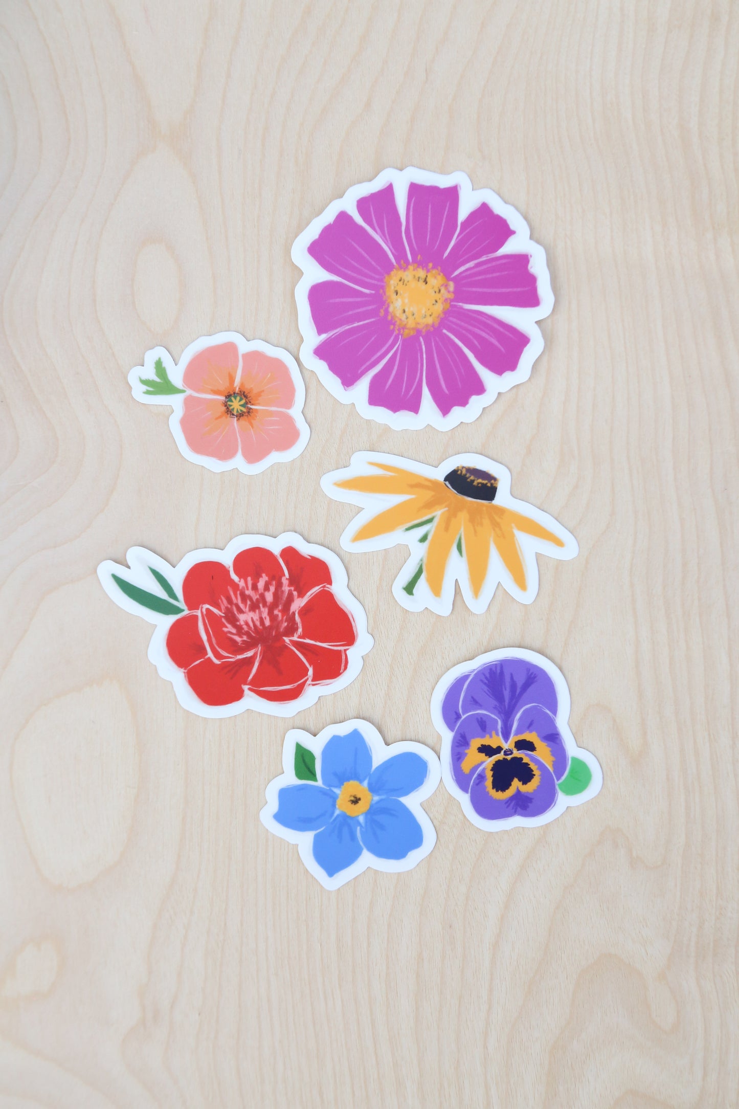 Colorful flower sticker set